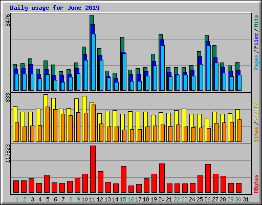 Daily usage for June 2019